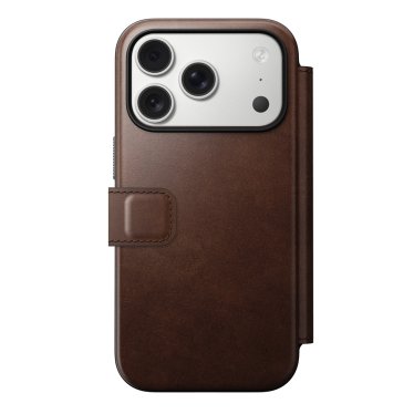 Nomad Modern Horween Leather Folio - iPhone 17 Pro - Rustic Brown