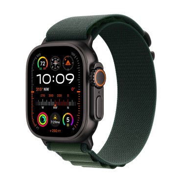 Apple Watch Ultra 2 - 49mm - Black Titanium - Dark Green Alpine Loop - (M) (145-190mm)