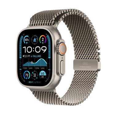 !Apple Watch Ultra 2 - 49mm - Natural Titanium - Natural Titanium Milanese Loop - (S) (130-160mm)