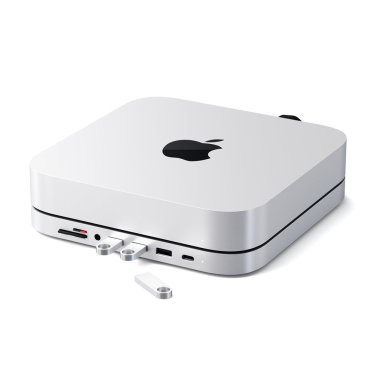@Satechi Aluminum Mac Mini (2018 - 2023) / Mac Studio (2022/2023) Stand Hub - Silver