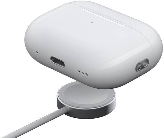 AirPods Pro 2-oplaadcase boven een Apple Watch-oplader