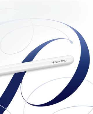 Apple Pencil Pro die bovenop een aantal handgetekende ontwerpen ligt