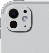 iPad Pro, achteraanzicht, kleur zilver, pro-camerasysteem met lens met vijf elementen en adaptieve True Tone Flash