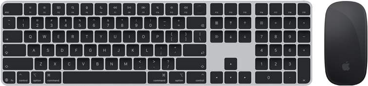 Bovenaanzicht van Magic Keyboard met Touch ID en Magic Mouse