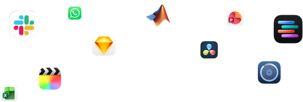 Symbool van verschillende apps rondom de tekst ‘Geef je pro-apps vleugels’